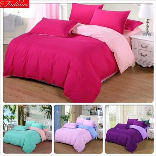 Pure Color AB Side 4pcs Bedding Set 1.5m 1.8m 2m 2.2m Bed Sheet Full King Queen Twin Double Size Duvet Cover Bedlinens Child Kid