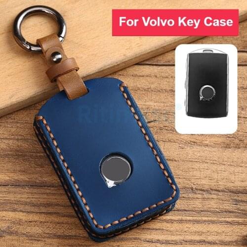 Leather Car Key Case Cover Shell Holder Set for Volvo S90 XC90 V90 XC60 XC70 XC40 S60 Card Keyless 2017 2018 2019 2020