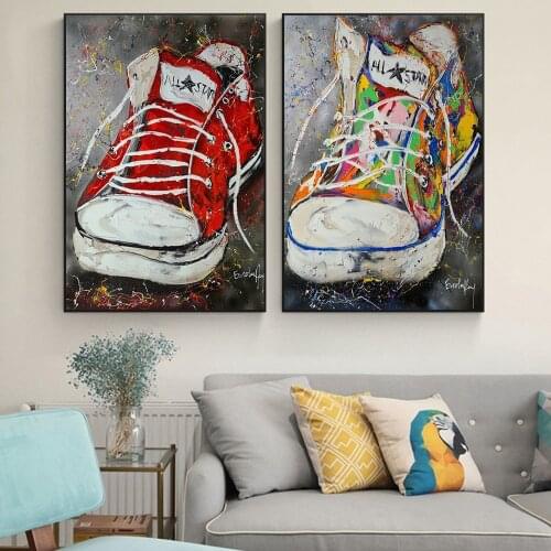 Colorful Shoes Modern Pop Art Graffiti Print On Canvas Painting Wall Art Picture For Living Room Home Decor Frameless