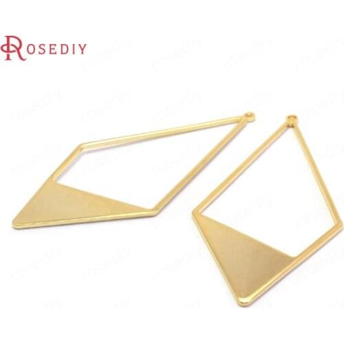 37067)6PCS 55x27MM 24K Gold Color Brass Long Prismatic Shape Charms Pendants Jewelry Making Supplies Diy Findings Accessories