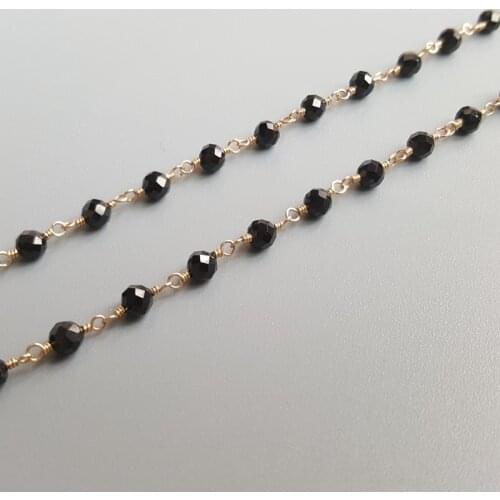 LiiJi Unique Genuine Black Spinels 3mm 925 Sterling Silver Gold Color Handmade Delicate Neckalce 45cm For Gift