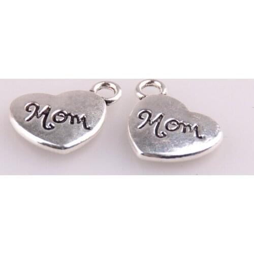 MOODPC New ! free Shipping alloy 1.5cm dia heart with mom sister uncle letter beads charm pendant jewelry