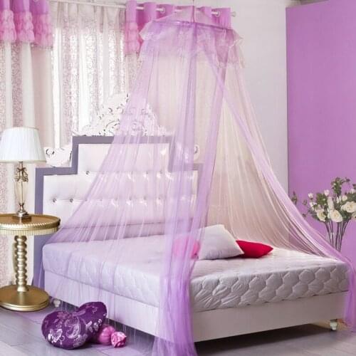 Mosquito Nets Hanging Dome Double layer Lace side High density Polyester gauze bed curtain Single door
