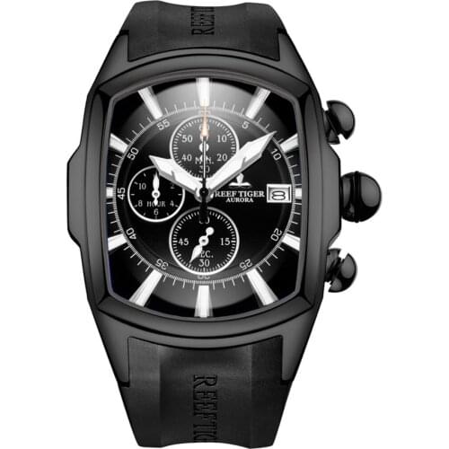 Men wrist watch,mens sport watches reef tiger luxury dress chronograph waterproof quartz stop wristwatch reloj hombre RGA3069-T