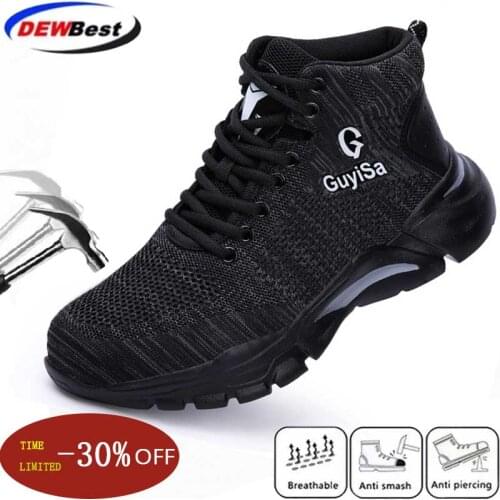 Mens safety lightweight anti-stab safety boots gas net wear-resistant protective steel toe breathable work shoes direct sales
