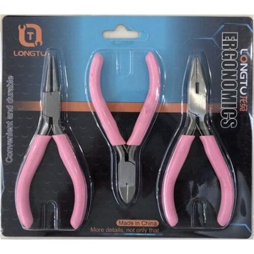 3Pcs/Set Jewelry Pink Pliers Set Wire Cutting Bending Plier Jewelry Making Tools Kit