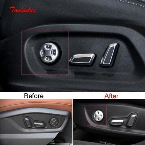 Tonlinker Seat Adjustment Buttons Cover Case Sticker for AUDI Q3/Q5 2013-18 Car Styling 2 PCS ABS Chrome Cover stickers