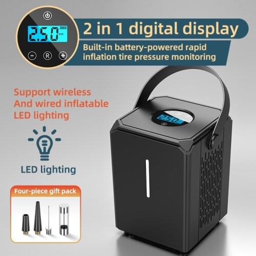 Rechargerable Car Air Compressor Pump Wireless Car Tire Inflator Handle 120PSI Portable for 12V Car Motorcycles Bicycles
