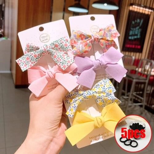 Fresh Floral Bow Hairpin Childrens Duckbill Clip Set Cute Bangs Clip Side Clip Hairpin