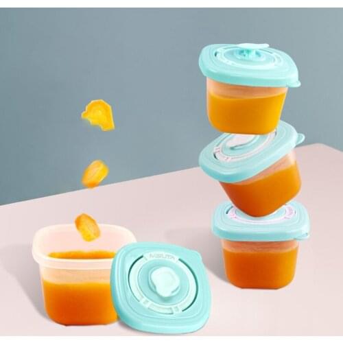 24BE 6 Pcs/Set Baby Food Organizer Freezing Cubes Tray Pots Freezer Storage Plastic Containers