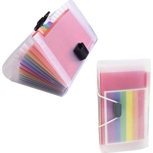 13 Pockets Organ Protable A6 Rainbow Expanding File Folder Office Organizer Document Holder Bag Bills Storage Box