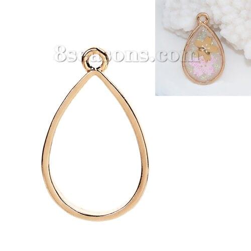 3.1x1.9cm teardrop-shaped Zinc Based Alloy Open Back Bezel Pendants For Resin Drop badge Gold Plated DIY Craft Supplies 1pc