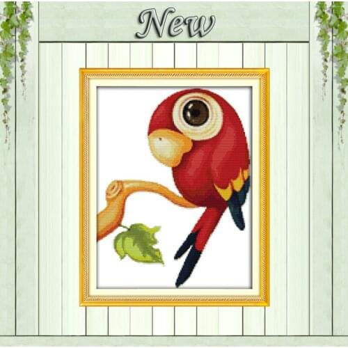 Parrot cartoon animals decor painting counted print on canvas DMC 14CT 11CT Cross Stitch chinese kits Needlework Embroidery Sets