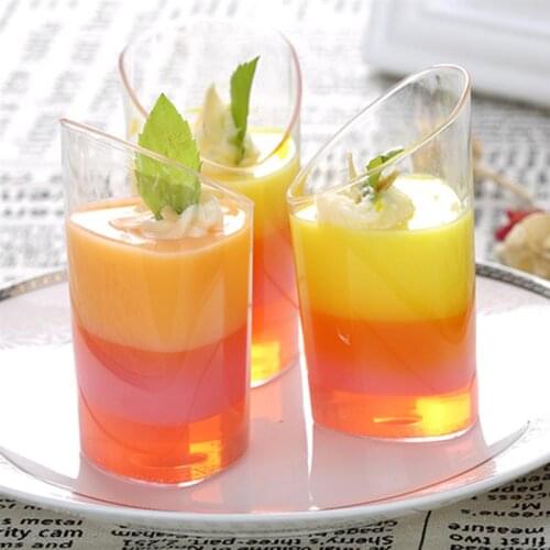 24pcs 80ml Transparent Bevel Tiramisu Cups Plastic Pudding Cup Disposable Dessert Container