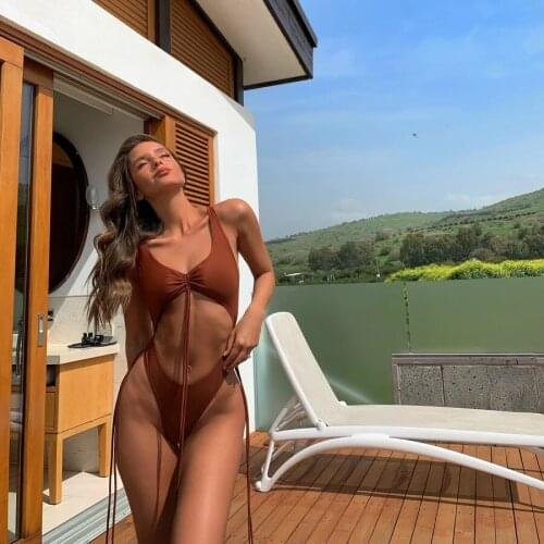 Sexy Bikini 2020 Swimwear Women Summer Halter Lace Up Bow Push Up Padded Bra Micro Bikini Thong Two Piece Set Beachwear