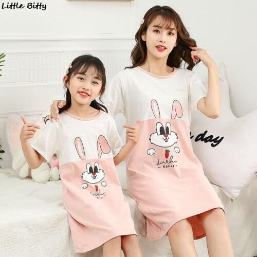 Family Matching Pajamas Mother Daughter Dresses Family Clothing Mom and Me Night Dress Nightgowns Teen Girls Dress