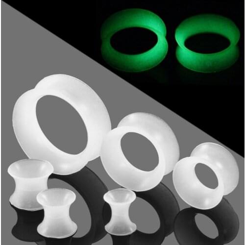 2pcs Silicone Ear Plugs and Tunnels Glow in the Dark Gauges Expanders Earlets Body Jewelry Piercing