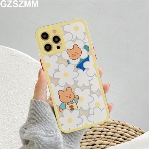 Cute Flower Cartoon Clear Soft TPU Phone Cases for Iphone 11 12 Pro Max 7 8 Plus Xr Xs Max X SE 2020 Shockproof Cover Fundas