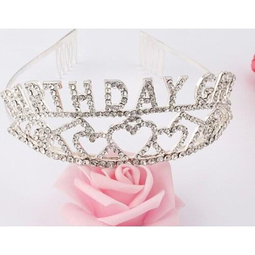 Rhinestone Crystal Birthday Tiara Crown Headband for Women Happy Birthday Girls Hen Party Decoration Favor Gifts