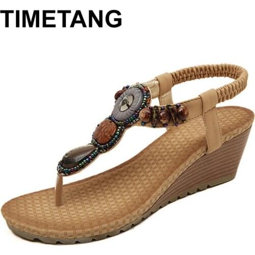 TIMETANG Women Wedge Sandals Bohemia Gladiator Girls Summer Beach Thick Platform Sandals Casual Sexy 2018 Fashion Flip Flops