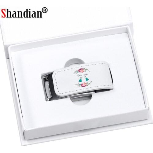 SHANDIAN Custom Logo For USB 2.0 Flash USB stick 64GB 32GB 4GB 8GB 16GB Pendrive Leather Usb+Gifts Box (Over 10pcs Free logo)