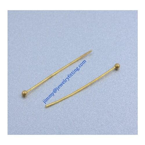 All kinds of jewelry findings wholesale Raw brass metal Ball Pins 0.5*24mm with 1.5mm head