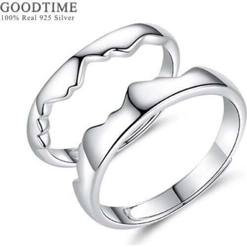 Fashion Women Man 925 Sterling Silver Rings For Lovers Mountain And Sea Couple Ring Silver Jewelry Accessories Student Gift