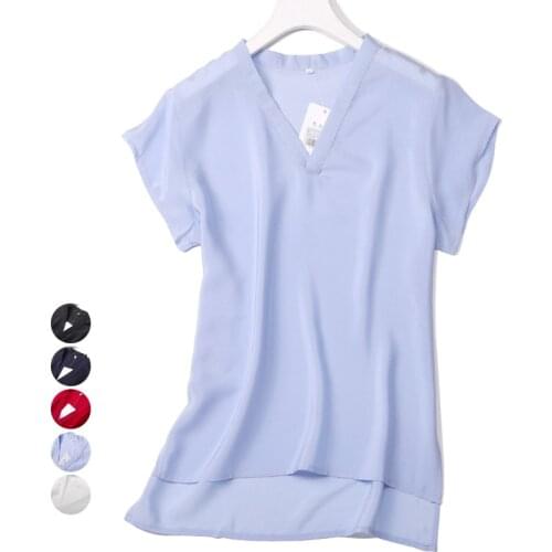 Women Summer Silk Blouse V neck Sleeveless office wear casual elegant multi-color natural silk blouses real silk shirt tops