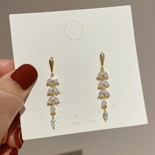 Zeojrlly Crystal Trendy Water Drop Women Dangle Earrings Water Drop Earrings New Fashion Long Ear Korean Crystal Jewelry
