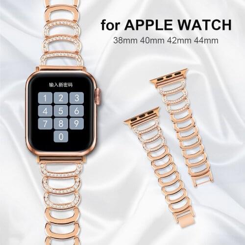 Women Bangle for Apple Watch Band 38mm 40mm iWatch SE Bling Jewelry Wristband Metal Replacement Strap Steel Bracelet 42mm 44mm