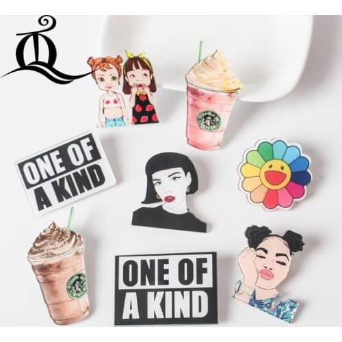 1PCS MIX girl Ice cream Cartoon Icons on The Pin Kawaii Icon Badge Bacges on Backpack Badges for Clothing Acrylic Badges Z52