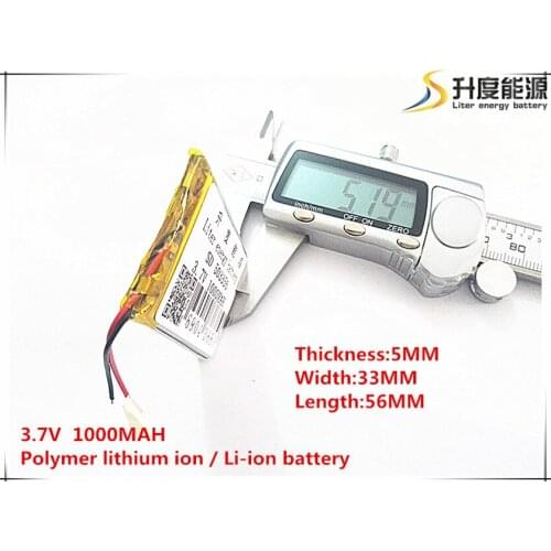 10pcs [SD] 3.7V,1000mAH,[503356] Polymer lithium ion / Li-ion battery for TOY,POWER BANK,GPS,mp3,mp4,cell phone,speaker