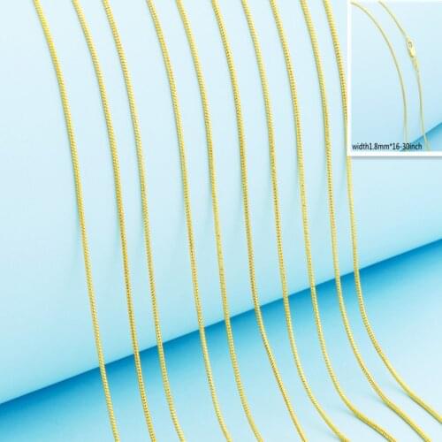 16-30 Yellow Gold Filled Genuine Sterling Gold Snake Necklace Fashion Necklace Chain Top Quality Multi Size 1MM 10pcs Xl048
