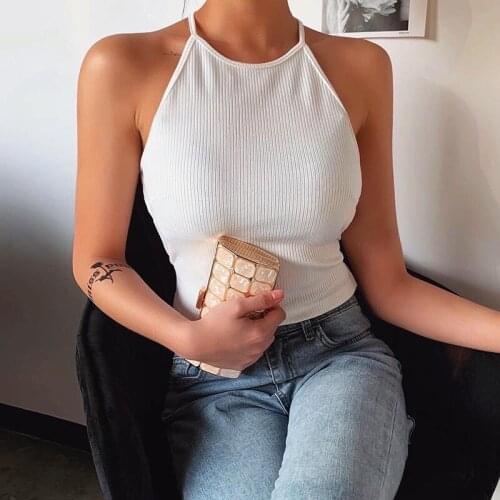 2021 Summer New Womens Camis Lady Sexy Cotton Tanks Crops Solid Tops Backless Sleeveless Sexy Clubwear Halter