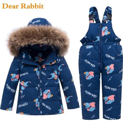 -30 degrees 2021 new Winter warm down jackets Children clothing sets Boys parka real fur baby toddler girl clothes Kids ski suit