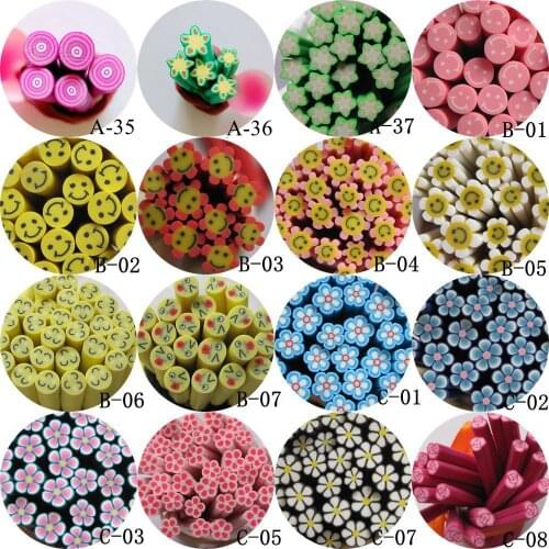 5pcs/lot 5mm*5CM Fruit Flower Series Polymer Clay Cane Fancy Onion Smiling Face Flower