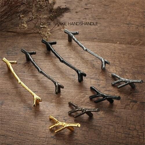 5pcs Golden Black silver Bronze Twig Branch Decorative Cabinet Wardrobe Furniture Door Drawer Knobs Pulls Handles Hardware