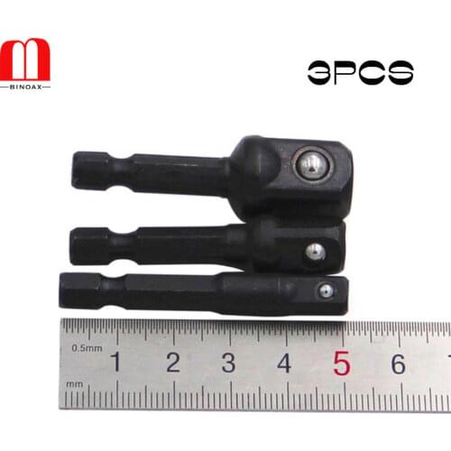 3pcs Impact Socket Adapter 1/4 3/8 1/2Inch Nut Driver Sockets Hex Shank