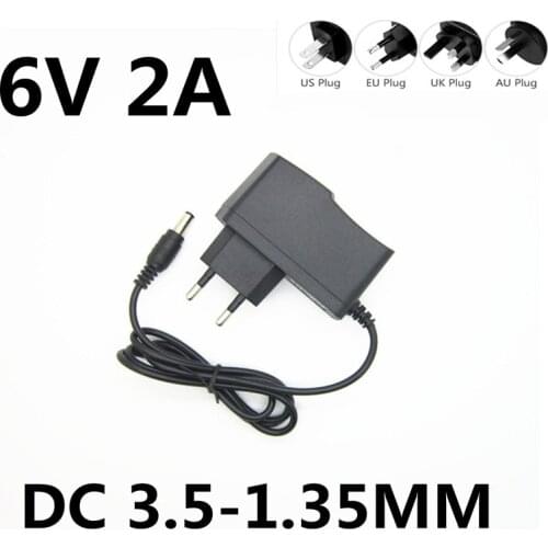 Best quality AC/DC Adapter DC 6V 2A 2000MA AC 100-240V Converter Adapter 6 V Volt Charger Power Supply EU Plug DC 3.5*1.35mm