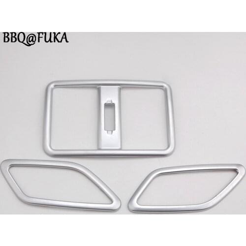 BBQ@FUKA 3x Interior Chrome Front + Rear Armrest Box AC Air Vent Outlet Cover Trim Fits For Benz GLA X156 2014-15 Car-Styling