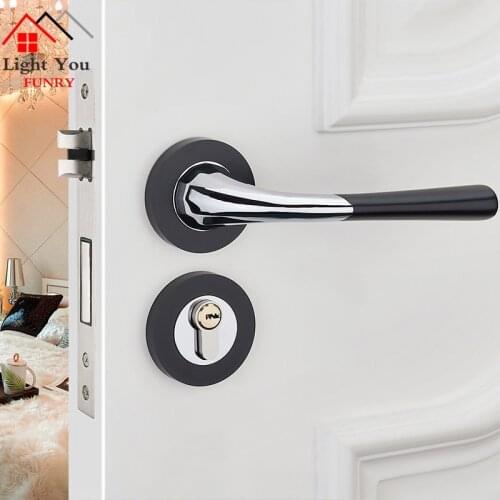 Black mute Household Bedroom door lock Nordic split door lock American interior wooden door lock
