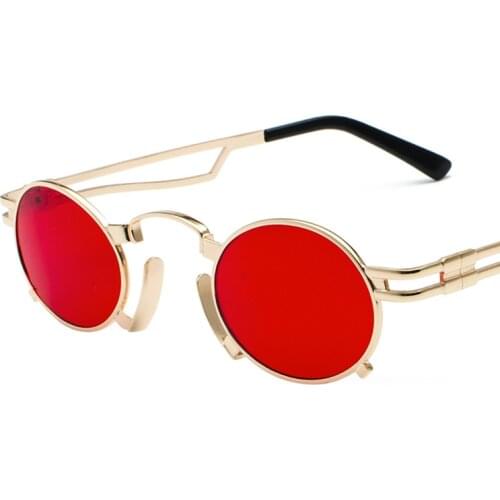 Retro Steampunk Designer Sunglasses 2018 Fashion Sun Glasses For Men and Women Oval Metal Frame Unisex Stylish Sunglass UV400