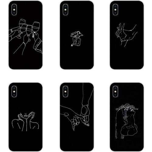 For Samsung Galaxy J1 J2 J3 J4 J5 J6 J7 J8 Plus 2018 Prime 2015 2016 2017 Abstract Line Face art dark Soft Transparent Skin Case