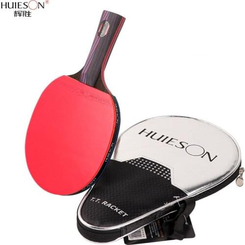 Huieson 1 Pcs Carbon Fiber Table Tennis Rackets New Material Double Face In Rubber Lightweight Powerful Ping Pong Bats With Bag
