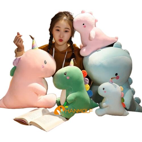 Ultra Soft Lovely Dinosaur Plush Doll Huggable Pink/Blue Stuffed Dino Toy Kids Huggable Animals Plush Toy 30/40/50/60cm