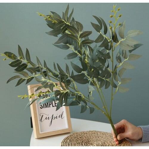 Artificial Willow Bouquet Silk Fake Leaves Faux Foliage Green Plants Home Christmas Wedding Decoration Jugle Party Arrangement