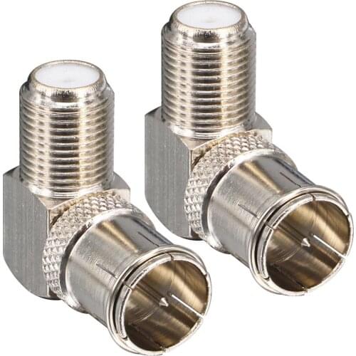 2 Pieces F Male to Female Right Angle Coax connectors Type F Adapters Push on Coaxial Quick Connect RG6 Connectors
