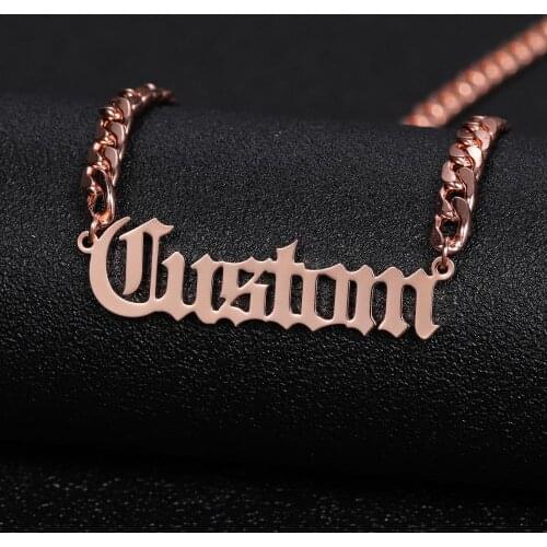 MYDIY Hip Hop Pendant Thick chain Stainless Steel Personalized Name Necklace Customized Name Pendant For Women Men Gifts