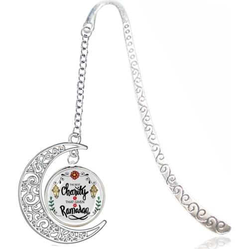 Metal Moon Bookmark Allah Muhammad Koran - Best Charity Is That Given In Ramadan - For Reading Book Divider Page Index Supplies