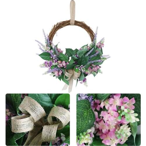 Simulation Lavender Wreath Holiday Props Garland Hanging Pendant Party Festival Decor Fall Wreath